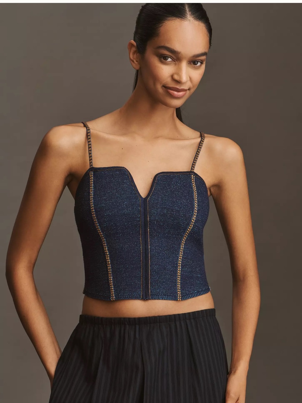 Anthropologie Pilcro Crop Corset Sweater Tank Top